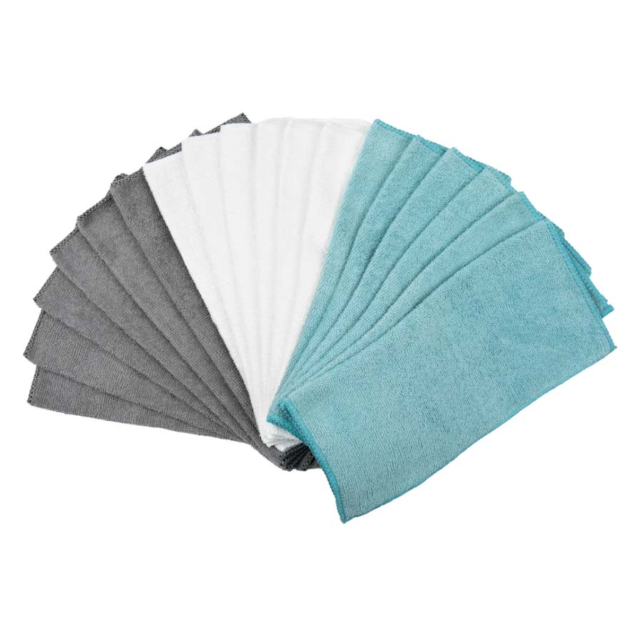 Mainstays Microfiber Assorted Solid Colors Dishcloths in grey, white and teal