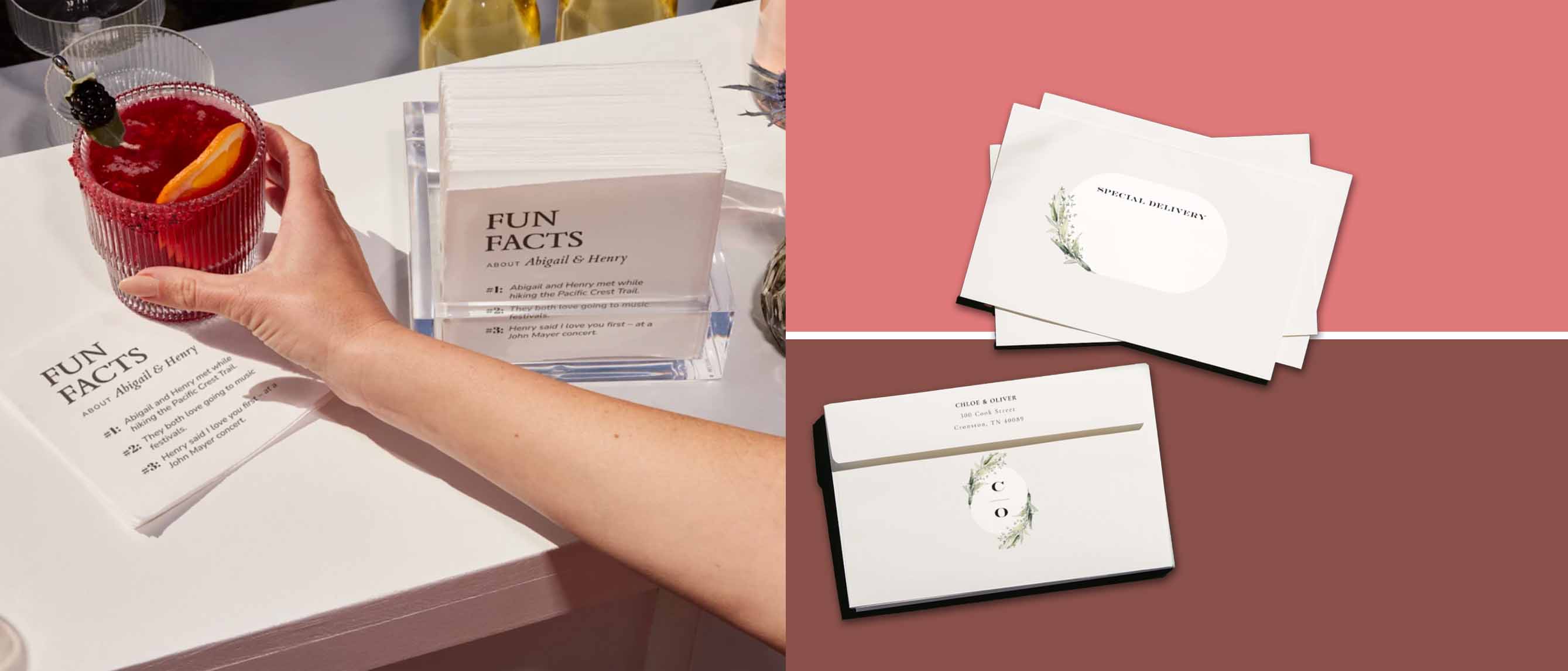 Image of printed napkins and custom envelopes