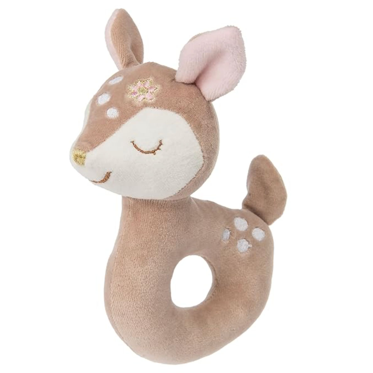 Plush fawn baby rattle