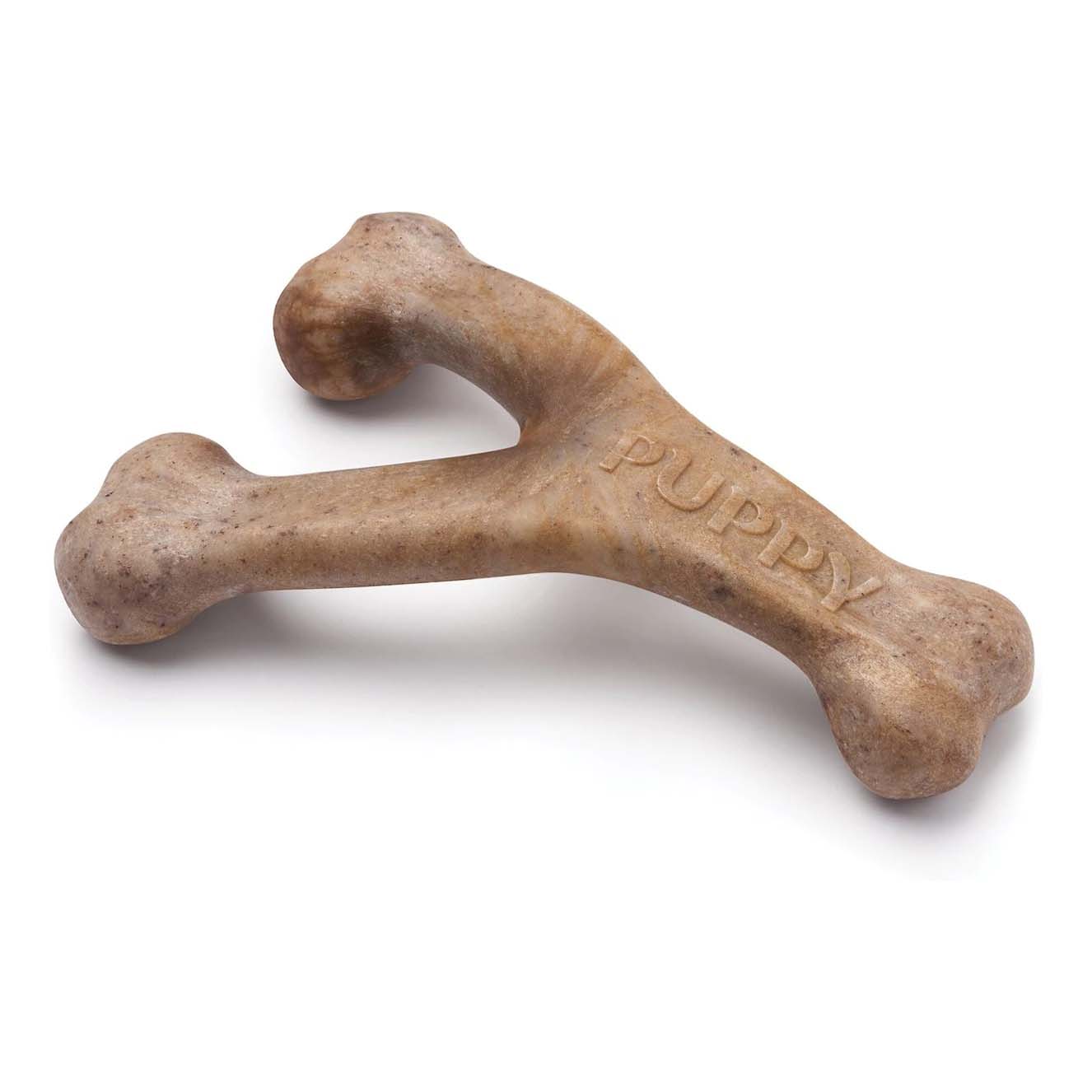 Benebone Wishbone Bacon Flavor Chew Puppy Toy in brown 