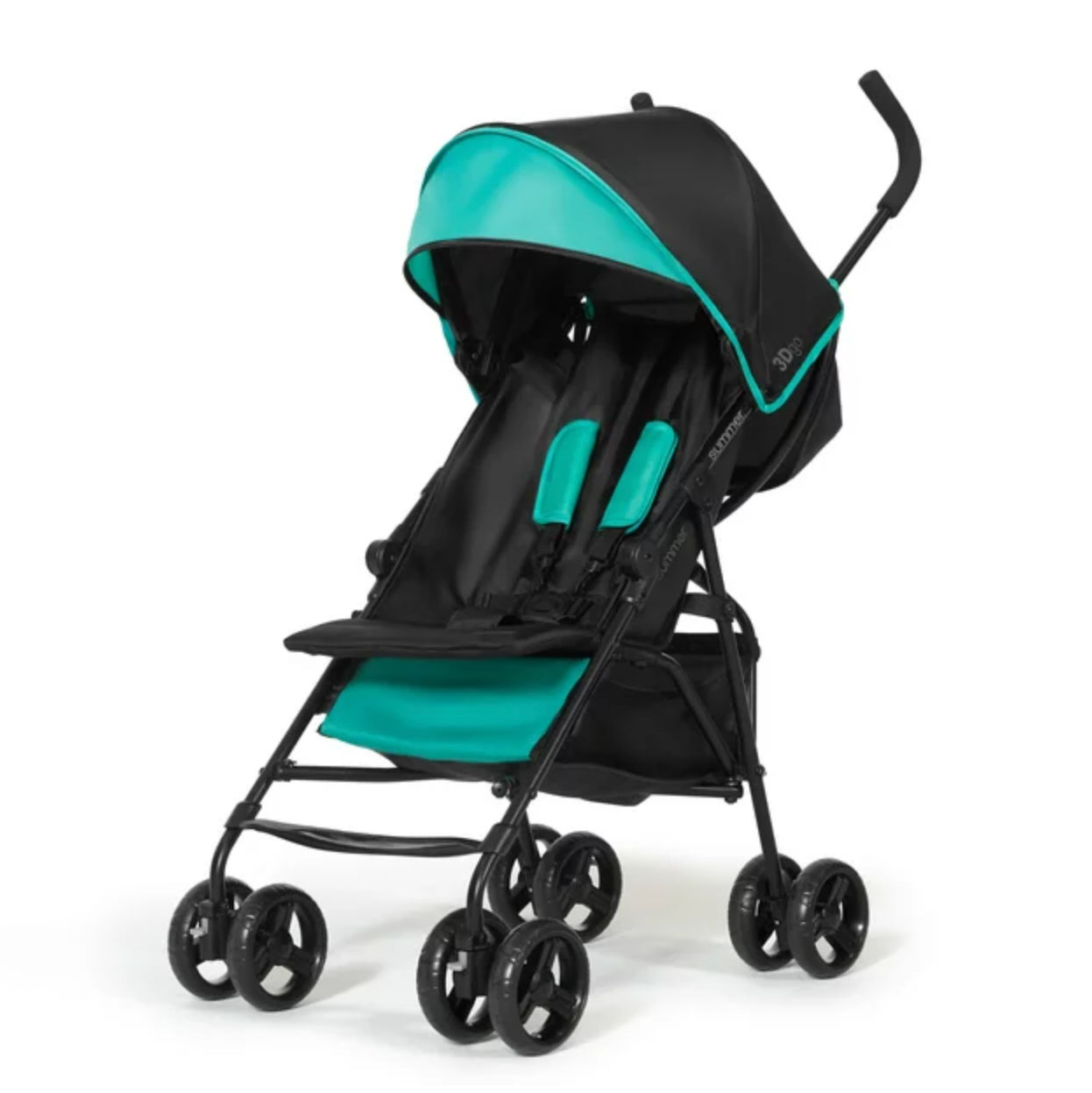 Black and neon blue stroller