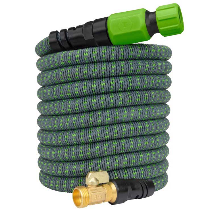 Green hose in a twirl