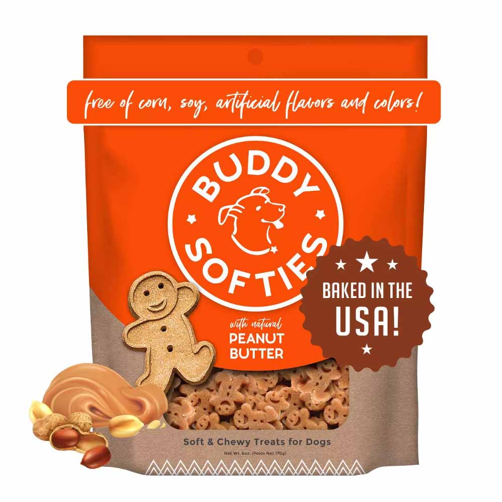 Orange packet of Buddy Biscuits Peanut Butter Soft and Chewy Dog Treats