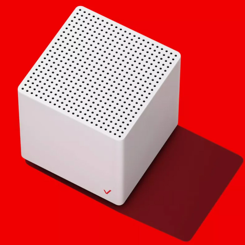 verizon 5g home box on red background