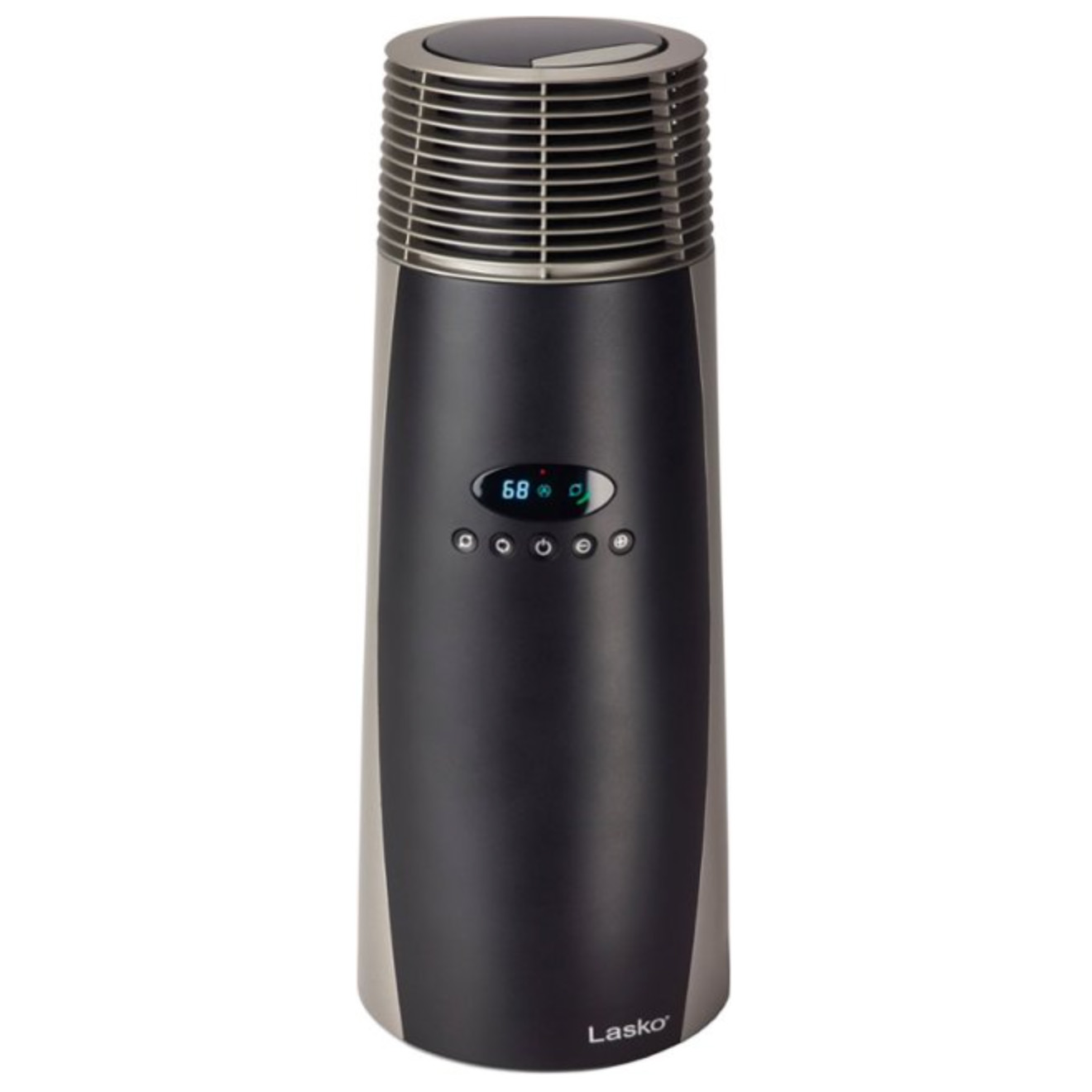 Black and grey cylinder space heater