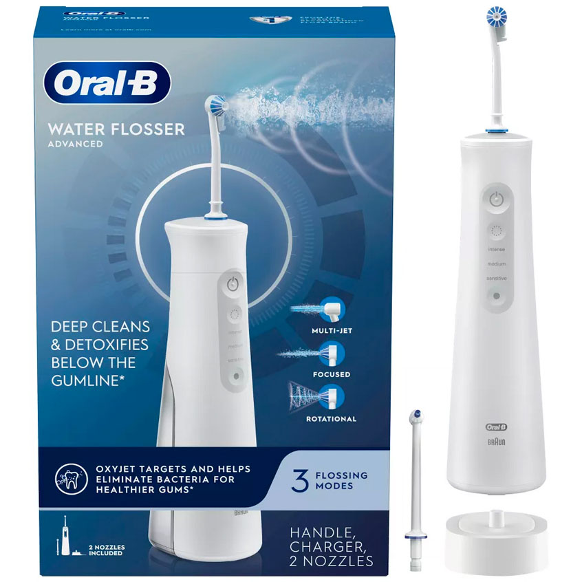 box and pieces of water flosser from Oral-B