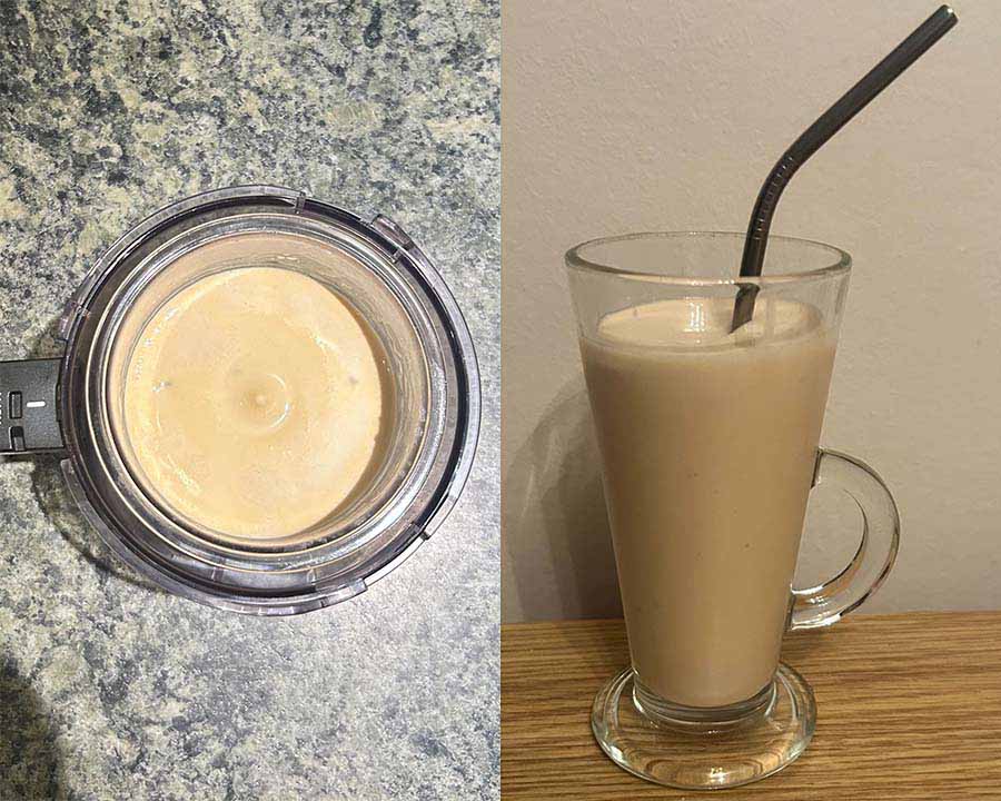 milkshake after blending and in glass