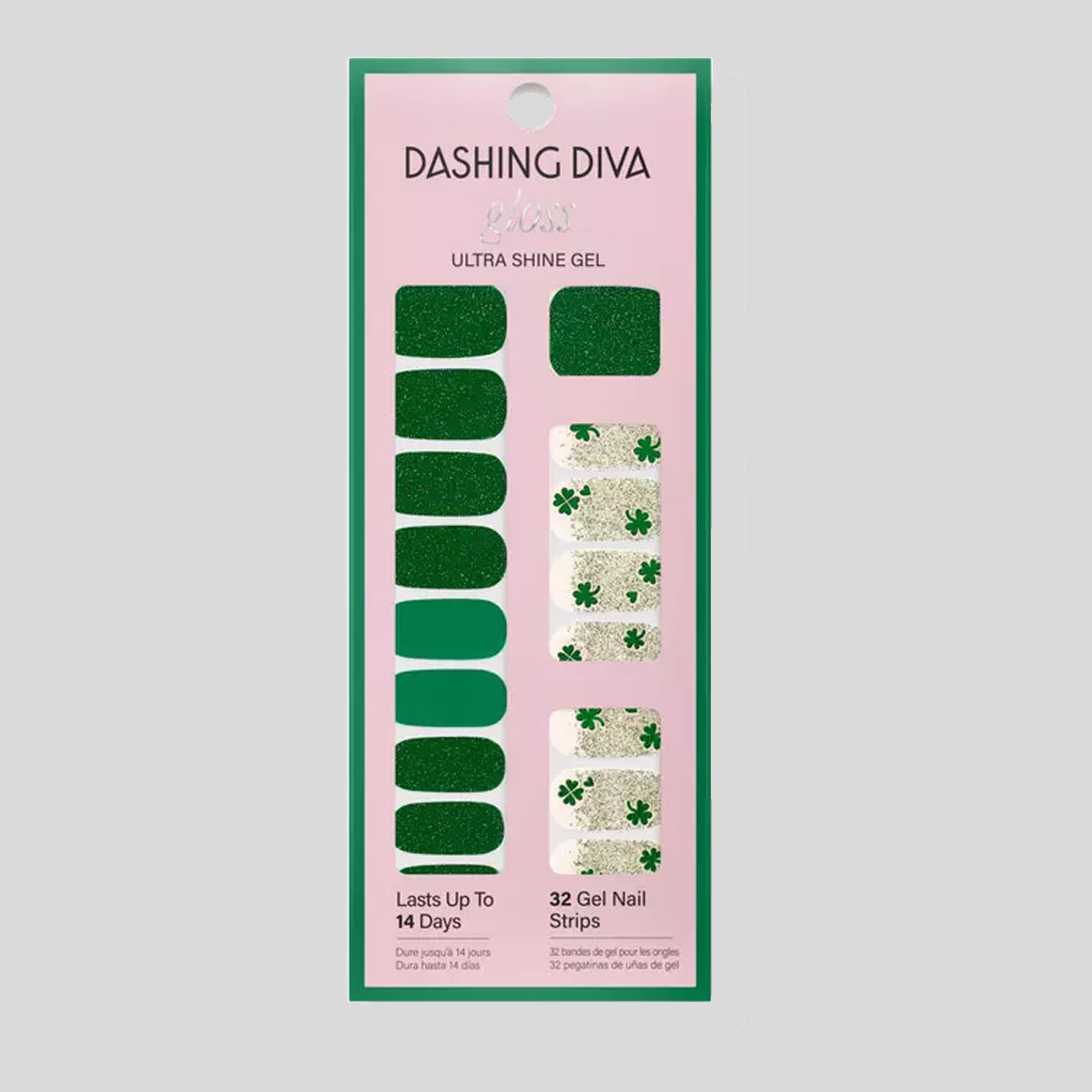 Dashing Diva Patty Party Gloss Ultra Shine Gel Nail Strips in different shades of green
