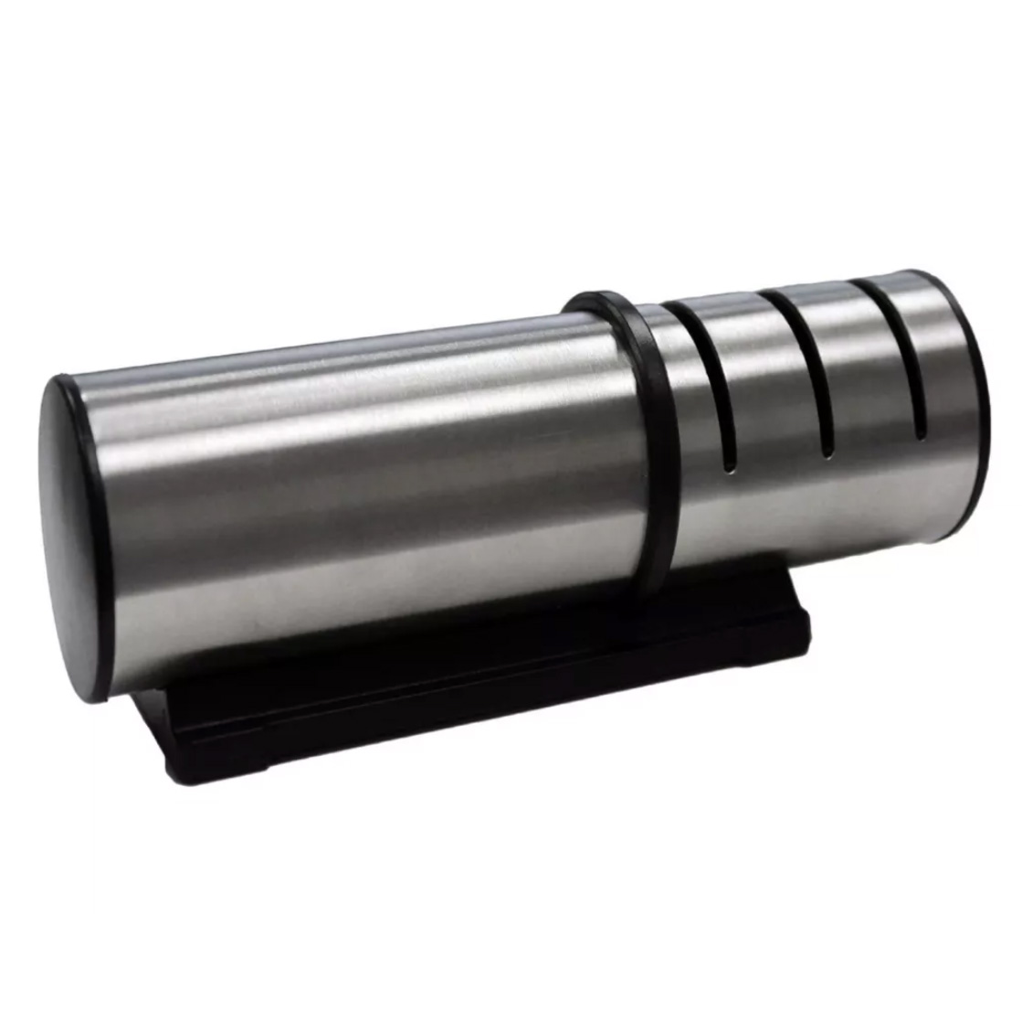 silver cylinder-shaped knife sharpener