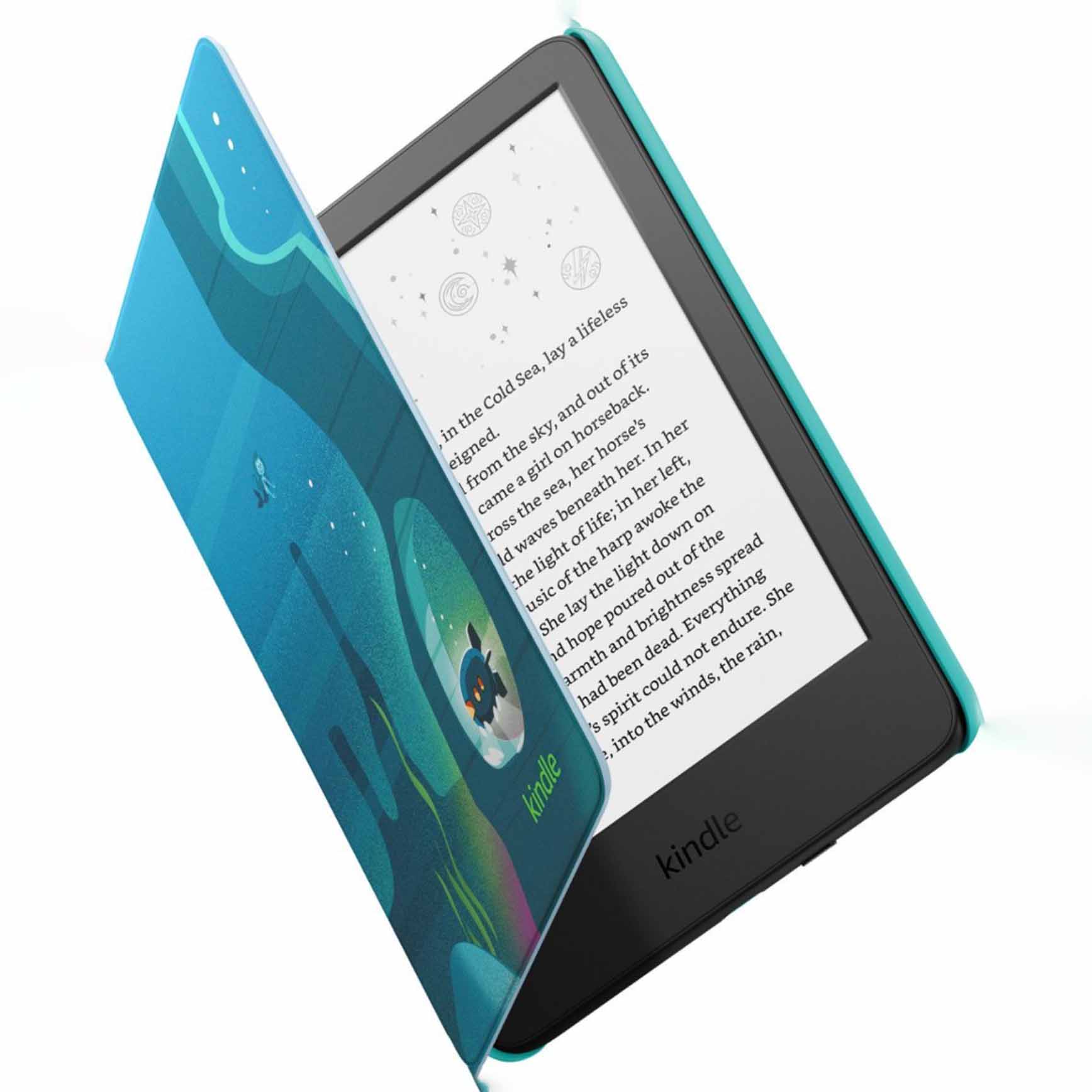 Kindle in book cover with ocean images