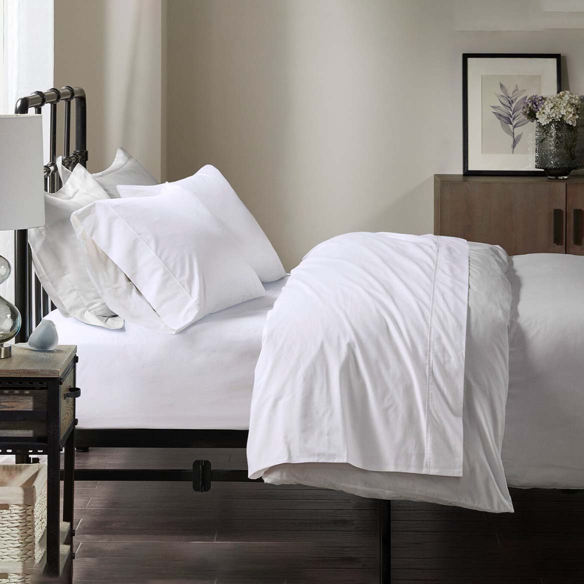 Image of white sheet in bedroom setting
