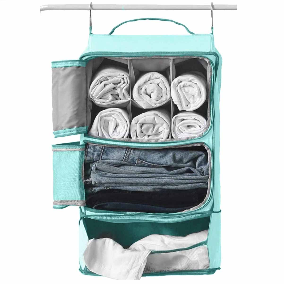 Hanging packing cube in light blue