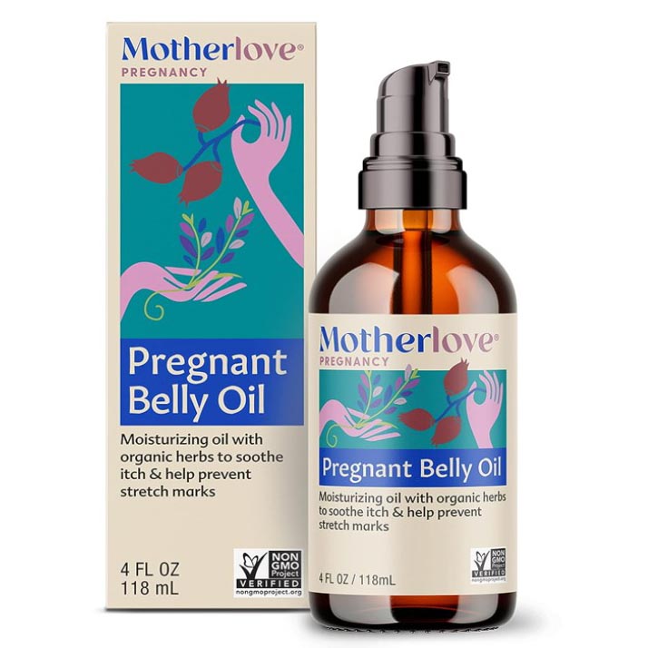 Belly oil in bottle and box packaging