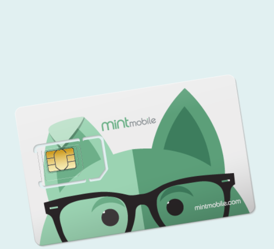 Image of Mint Mobile SIM card with half a face of their fox mascot