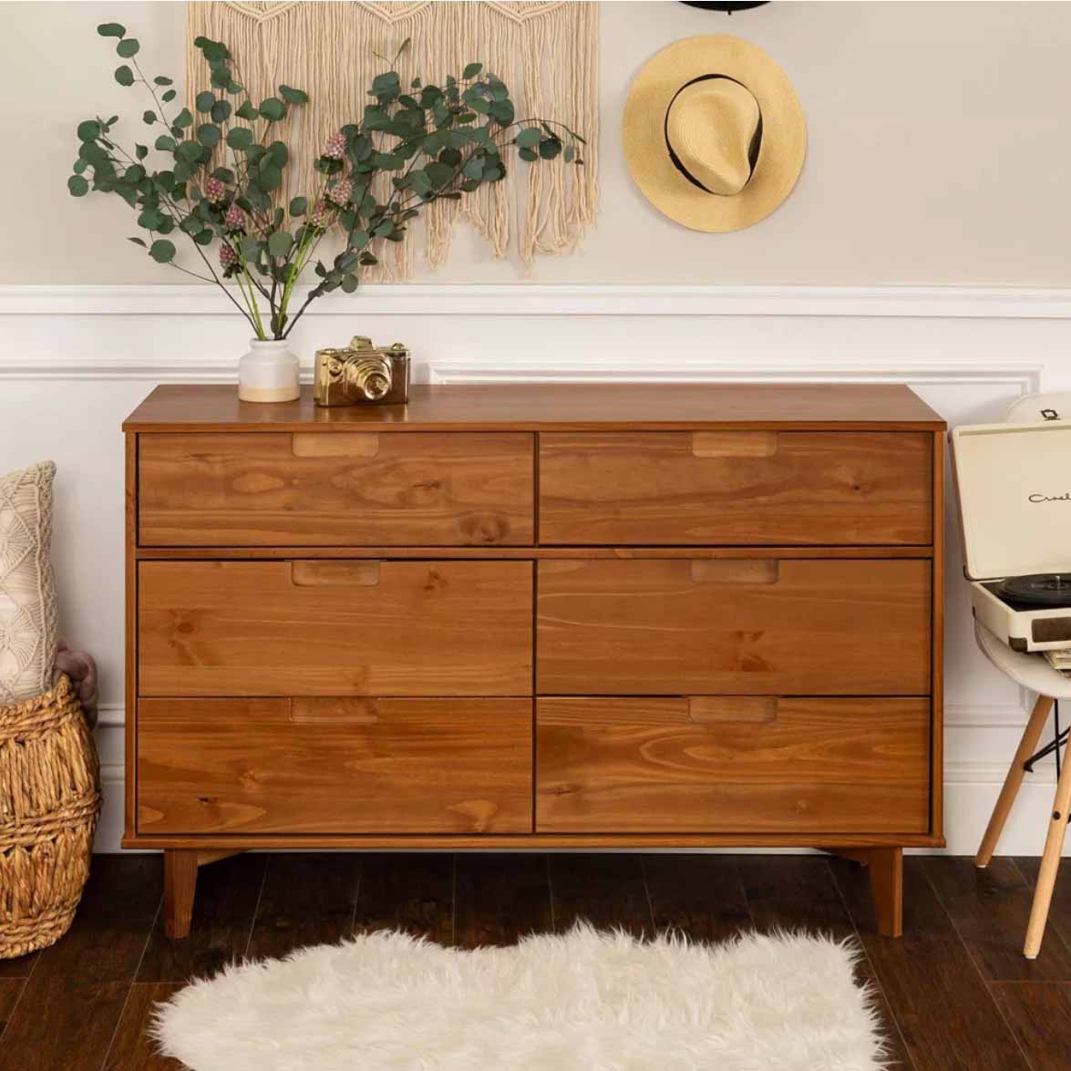 Brown mid-century modern designed dresser