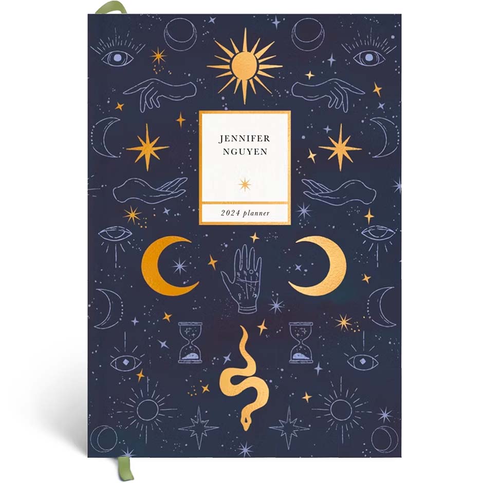 customizable 2024 planner with star and moon design