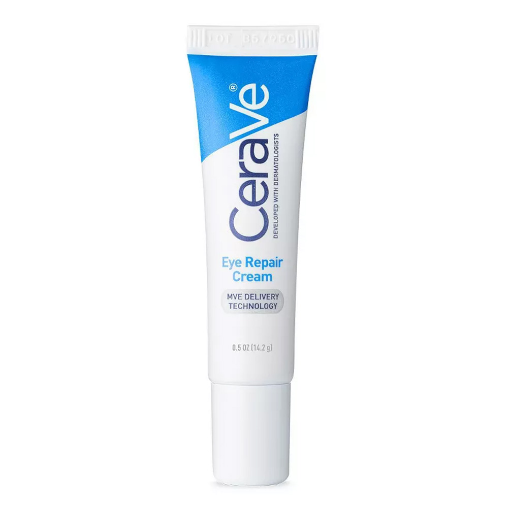 a bottle of  CeraVe Eye Cream Repair for Dark Circles
