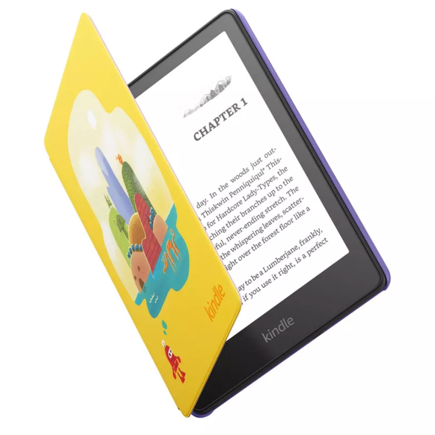 Kindle in yellow book cover