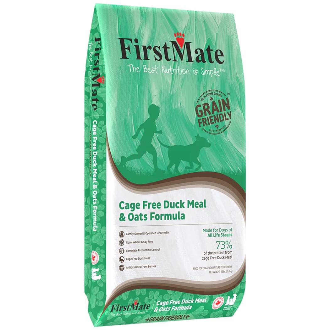 first mate cage free duck meal and oats formula dog food