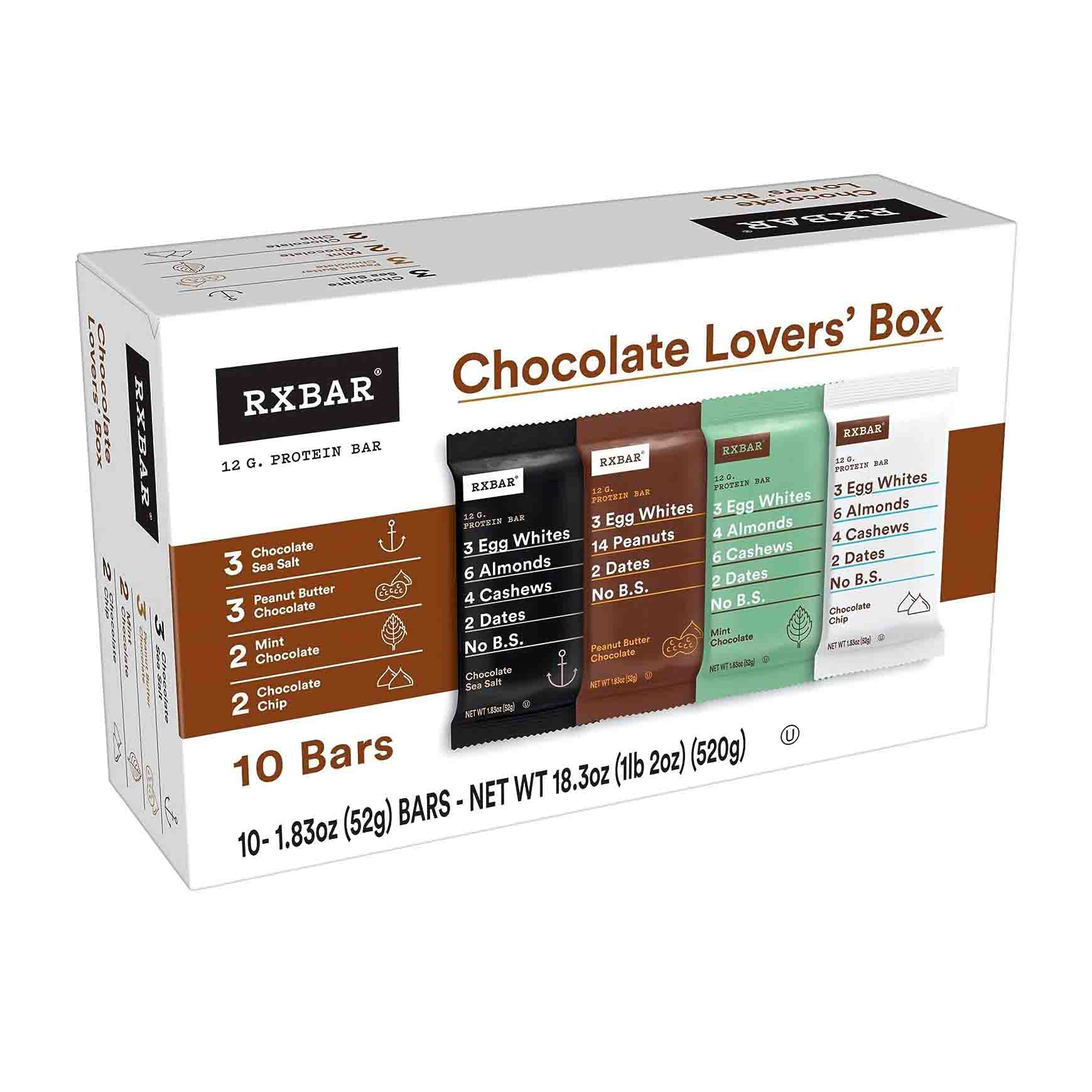 RXBAR Protein Bar Chocolate Lovers Variety Pack in white box