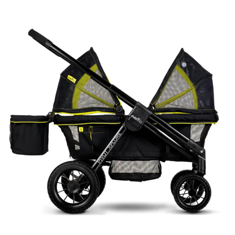 Evenflo double stroller wagon with yellow accent