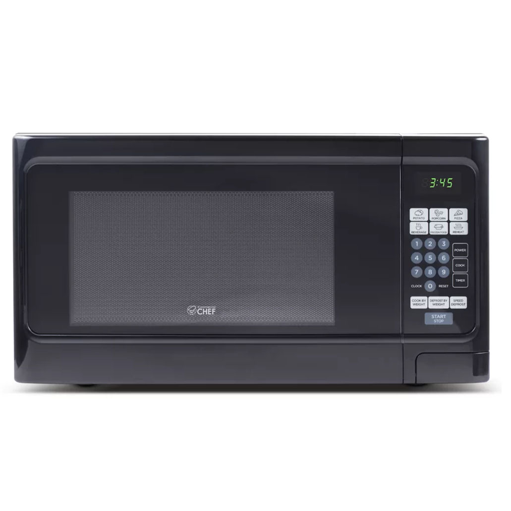 black microwaves with push button controls
