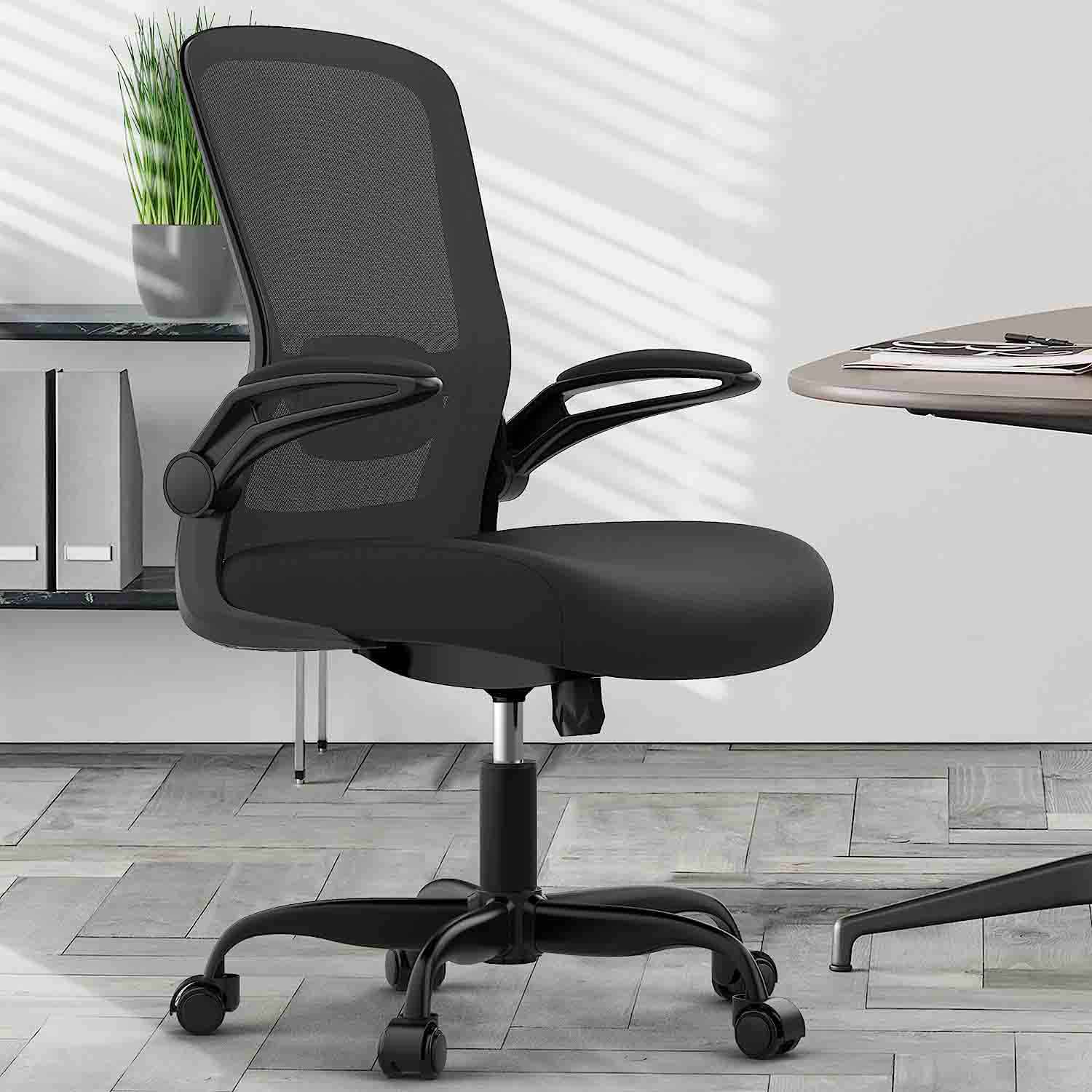 Black office chair in office setting