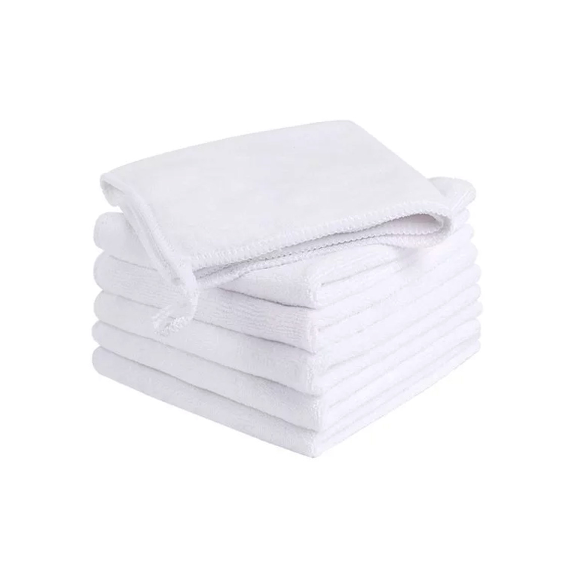a set of six white, super soft multi-purpose towels