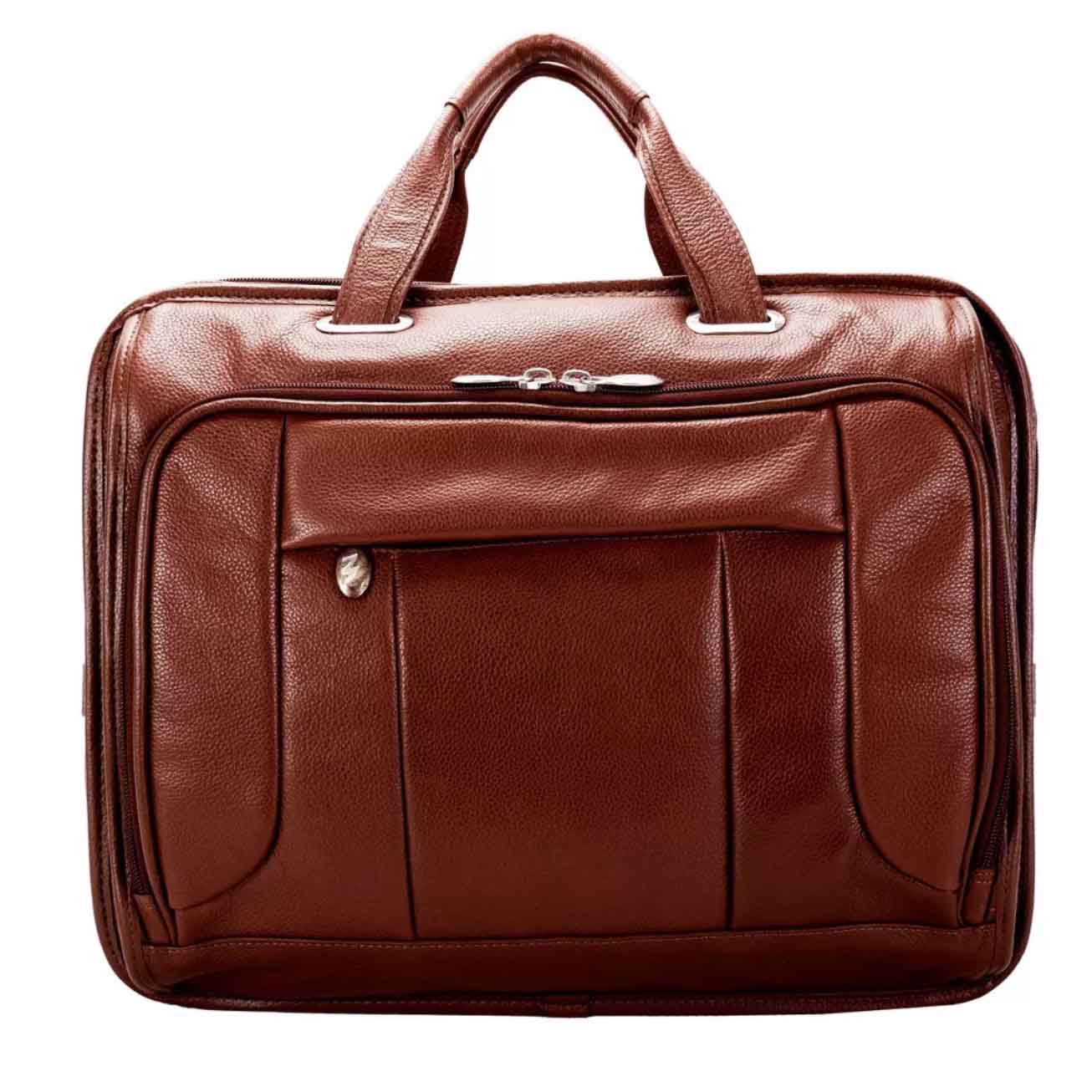 Brown leather laptop bag