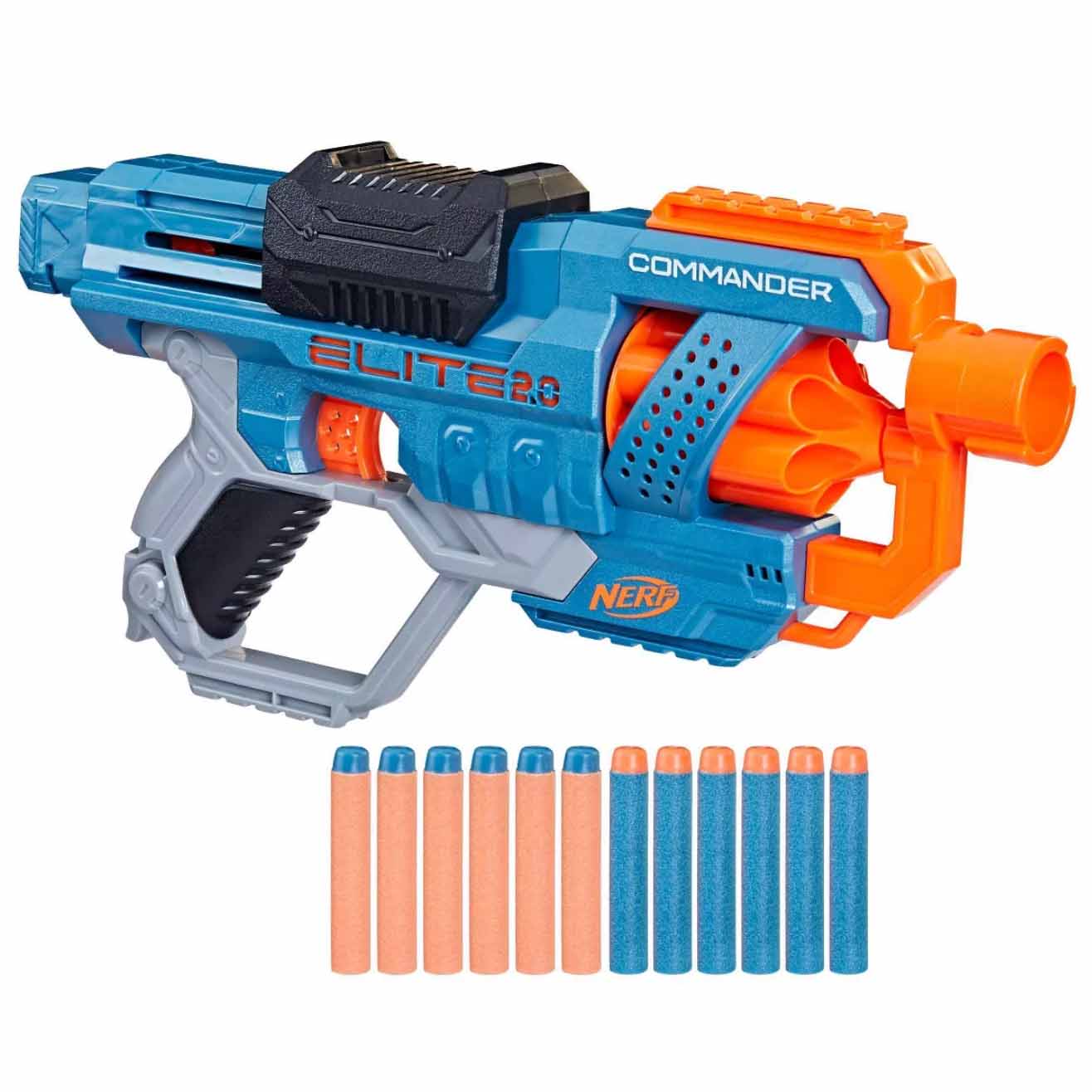 Blue and orange NERF gun with bullets