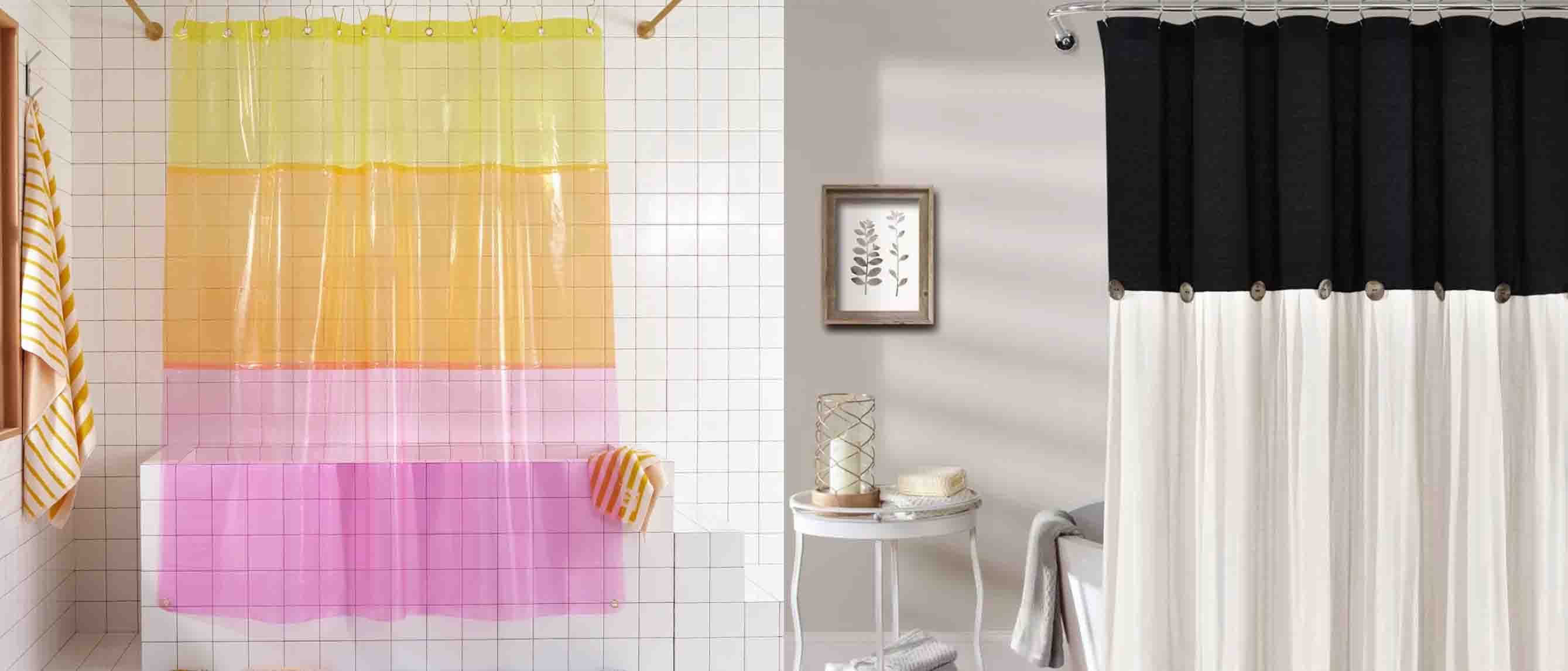 Image of two design of shower curtains