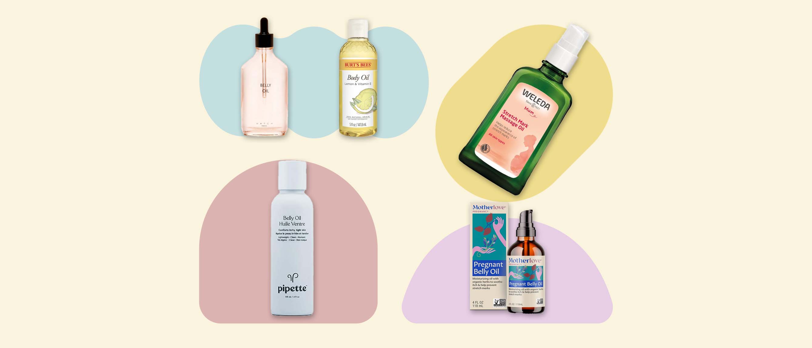 Image of Burt's Bees, Hatch, Weleda, Pipette and Motherlove belly oil
